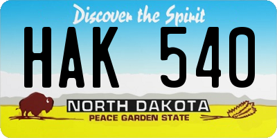 ND license plate HAK540