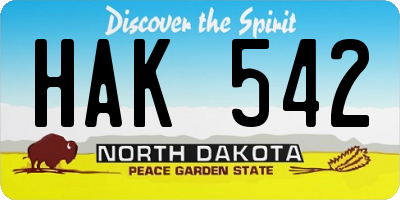 ND license plate HAK542