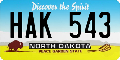 ND license plate HAK543