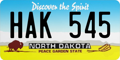 ND license plate HAK545