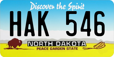 ND license plate HAK546