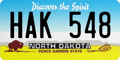 ND license plate HAK548