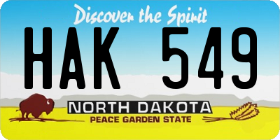 ND license plate HAK549