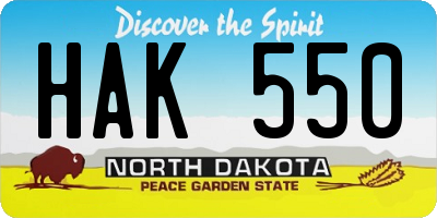 ND license plate HAK550