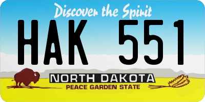 ND license plate HAK551