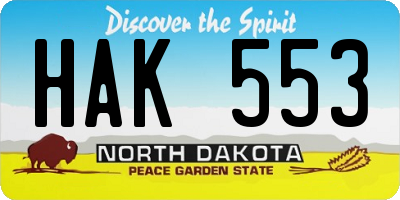 ND license plate HAK553