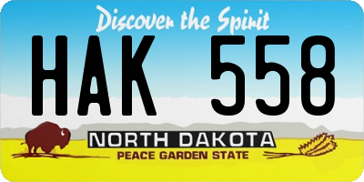 ND license plate HAK558