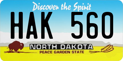 ND license plate HAK560