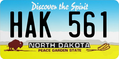 ND license plate HAK561