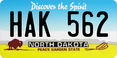 ND license plate HAK562