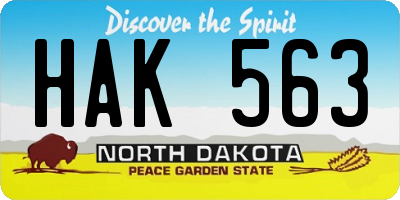 ND license plate HAK563