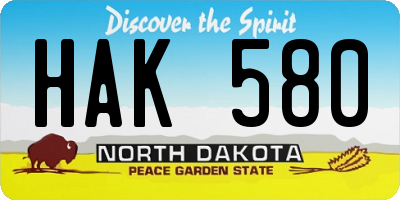 ND license plate HAK580