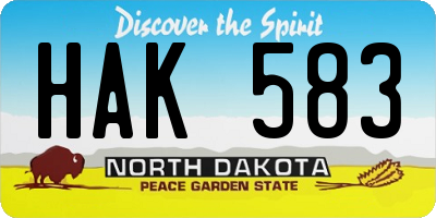 ND license plate HAK583