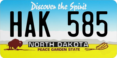 ND license plate HAK585