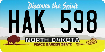 ND license plate HAK598