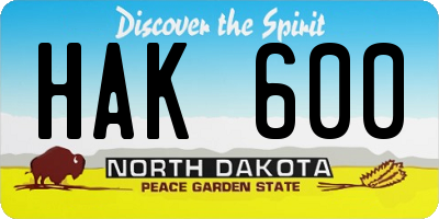 ND license plate HAK600