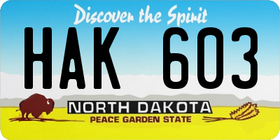 ND license plate HAK603