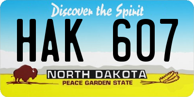 ND license plate HAK607