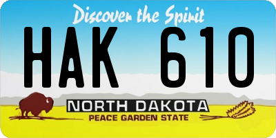 ND license plate HAK610