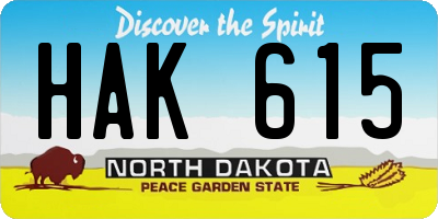 ND license plate HAK615