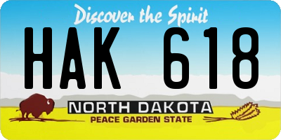 ND license plate HAK618