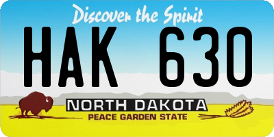 ND license plate HAK630