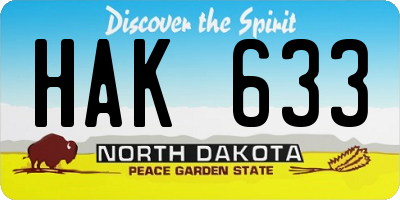 ND license plate HAK633