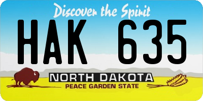 ND license plate HAK635