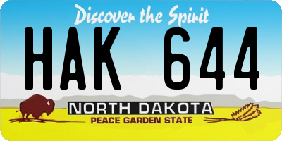 ND license plate HAK644