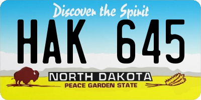 ND license plate HAK645