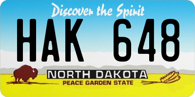 ND license plate HAK648