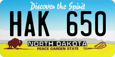 ND license plate HAK650