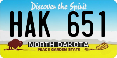 ND license plate HAK651