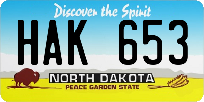 ND license plate HAK653