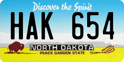 ND license plate HAK654