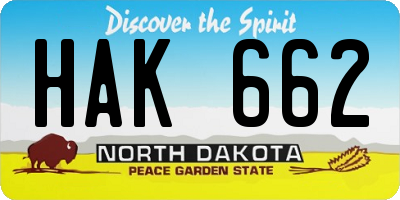 ND license plate HAK662