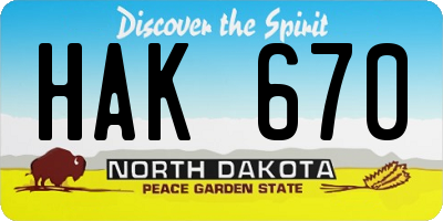 ND license plate HAK670