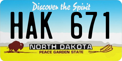 ND license plate HAK671