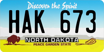 ND license plate HAK673