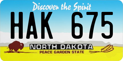 ND license plate HAK675