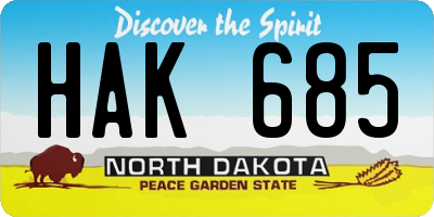 ND license plate HAK685