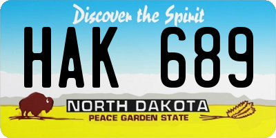 ND license plate HAK689