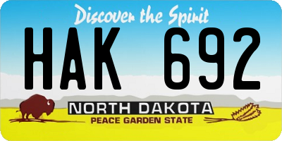 ND license plate HAK692