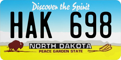 ND license plate HAK698