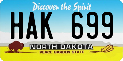 ND license plate HAK699