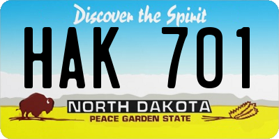 ND license plate HAK701