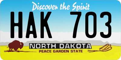 ND license plate HAK703