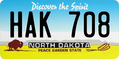 ND license plate HAK708