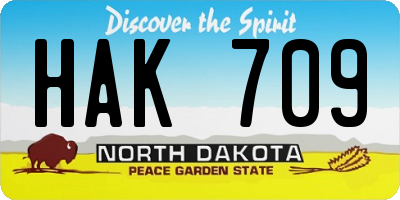 ND license plate HAK709