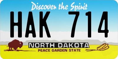 ND license plate HAK714